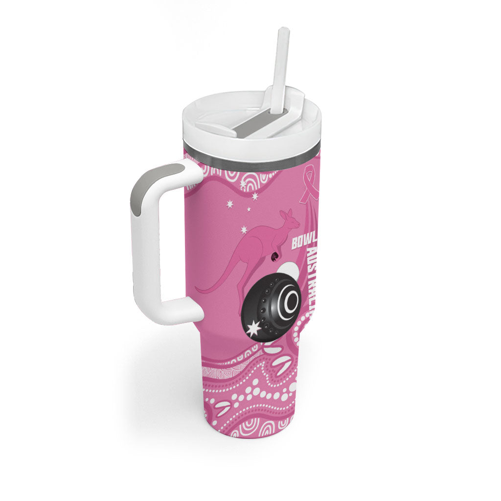 Custom Bowls Australia Breast Cancer Tumbler With Handle Pink Ribbon Kangaroo Aboriginal Art