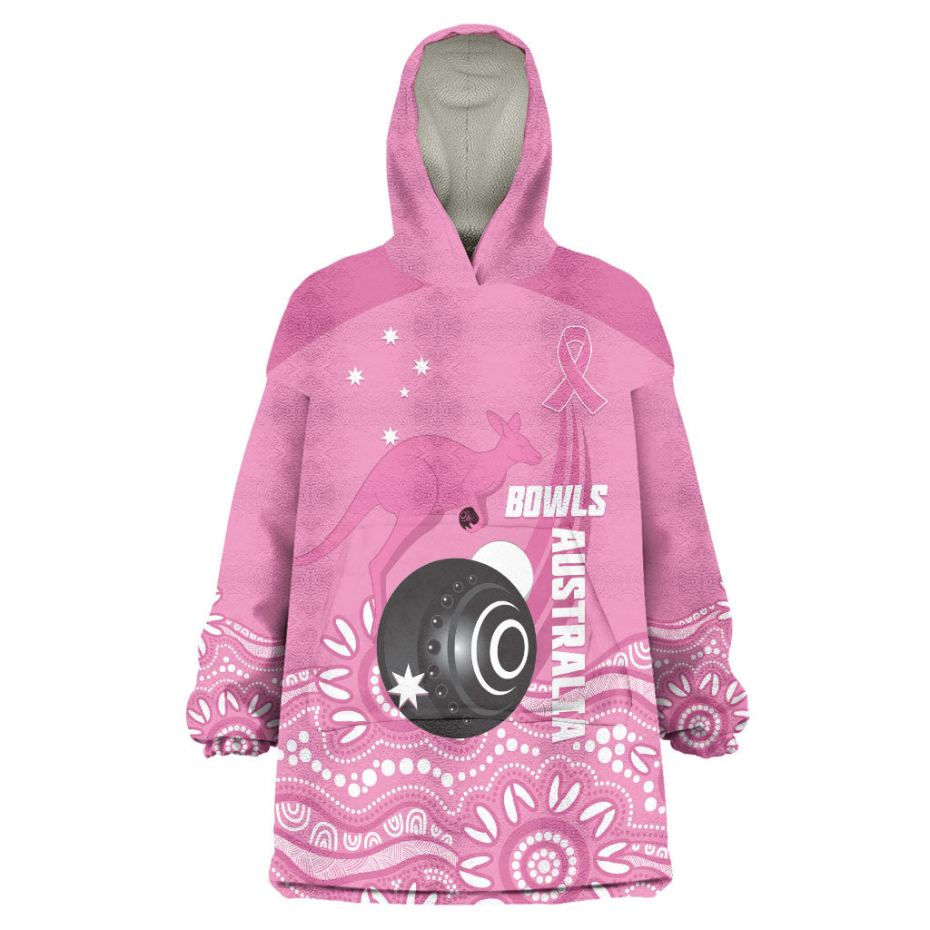 Custom Bowls Australia Breast Cancer Wearable Blanket Hoodie Pink Ribbon Kangaroo Aboriginal Art