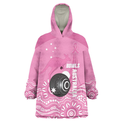 Custom Bowls Australia Breast Cancer Wearable Blanket Hoodie Pink Ribbon Kangaroo Aboriginal Art