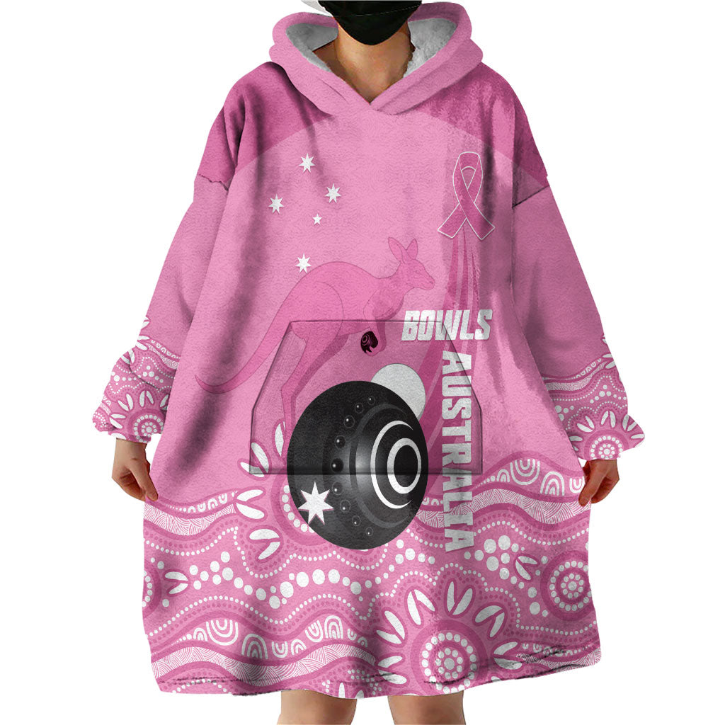 Custom Bowls Australia Breast Cancer Wearable Blanket Hoodie Pink Ribbon Kangaroo Aboriginal Art