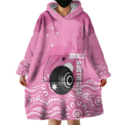 Custom Bowls Australia Breast Cancer Wearable Blanket Hoodie Pink Ribbon Kangaroo Aboriginal Art