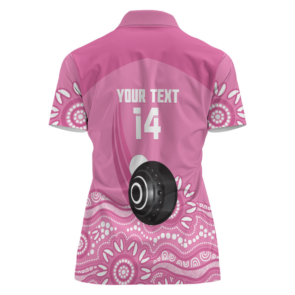 Custom Bowls Australia Breast Cancer Women Polo Shirt Pink Ribbon Kangaroo Aboriginal Art