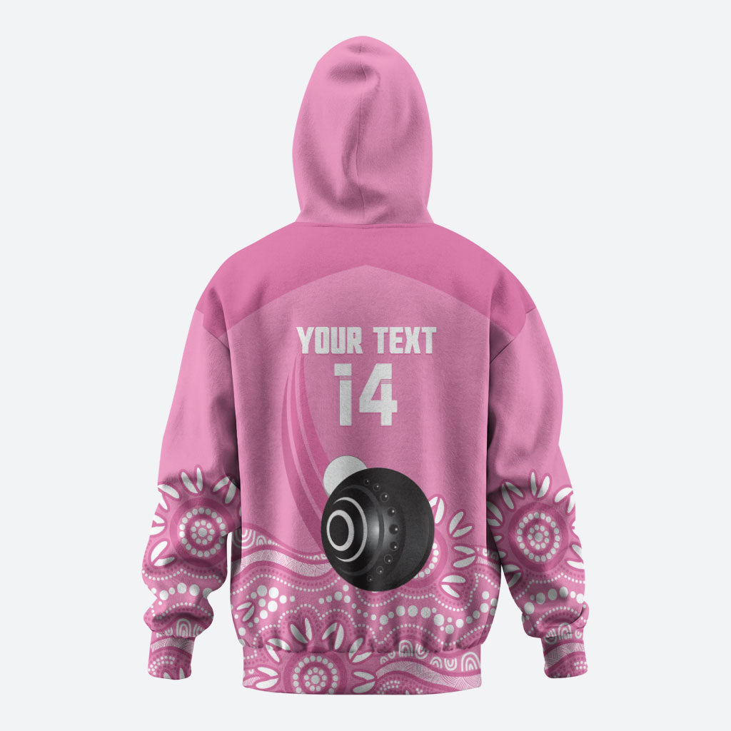 Custom Bowls Australia Breast Cancer Zip Hoodie Pink Ribbon Kangaroo Aboriginal Art
