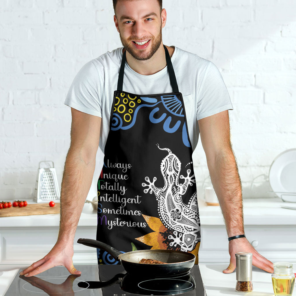 Australia Autism Support Apron Brave Strong Aussie Lizard Aboriginal Art