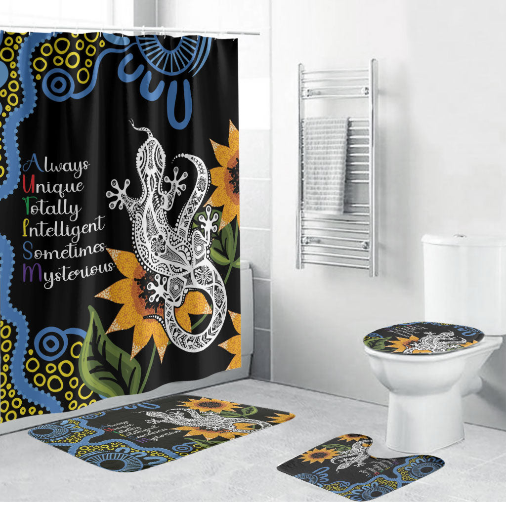 Australia Autism Support Bathroom Set Brave Strong Aussie Lizard Aboriginal Art