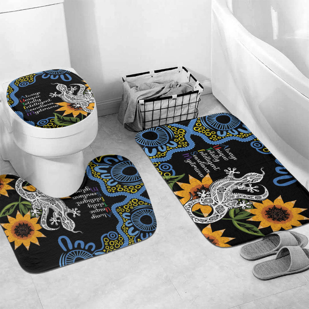 Australia Autism Support Bathroom Set Brave Strong Aussie Lizard Aboriginal Art