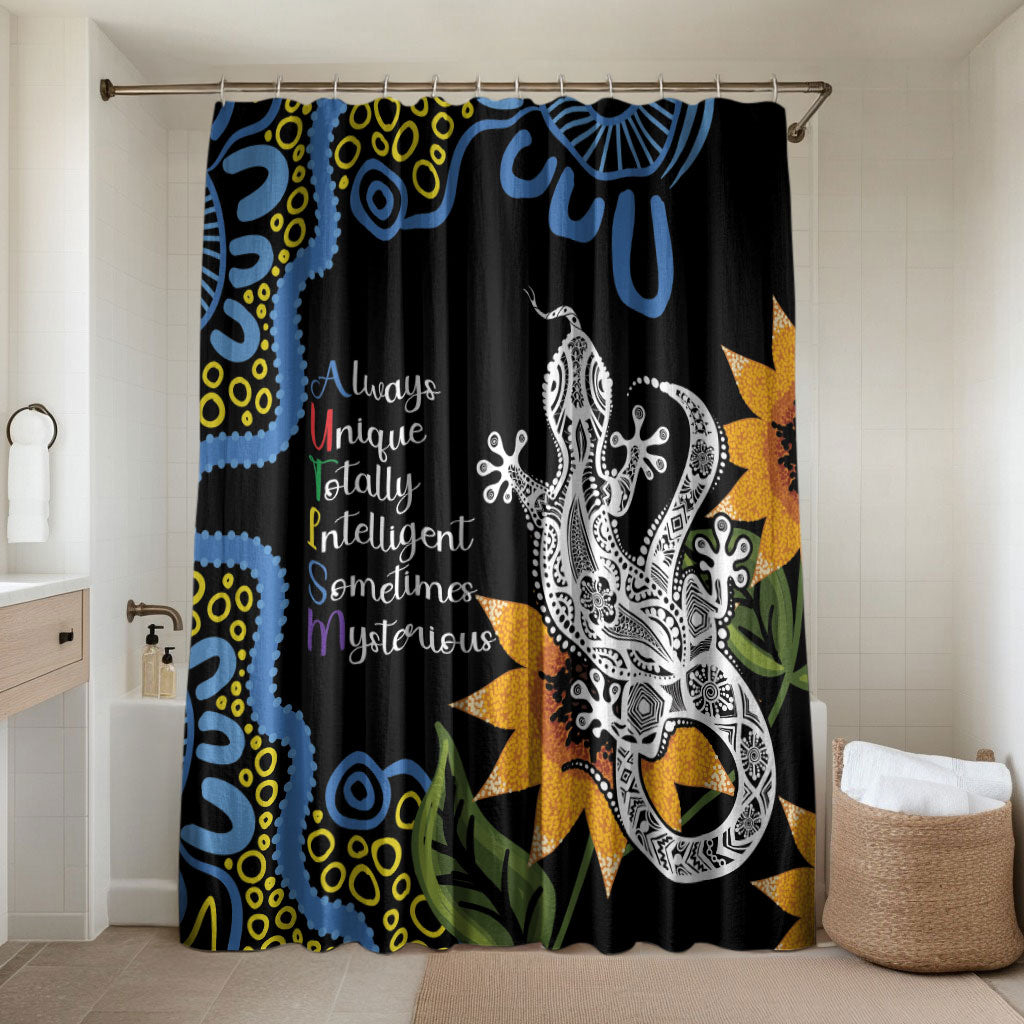 Australia Autism Support Bathroom Set Brave Strong Aussie Lizard Aboriginal Art
