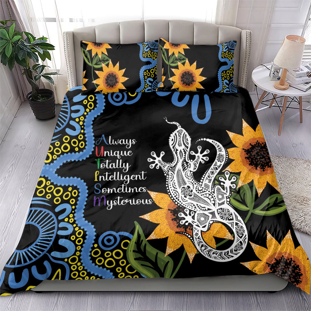 Australia Autism Support Bedding Set Brave Strong Aussie Lizard Aboriginal Art