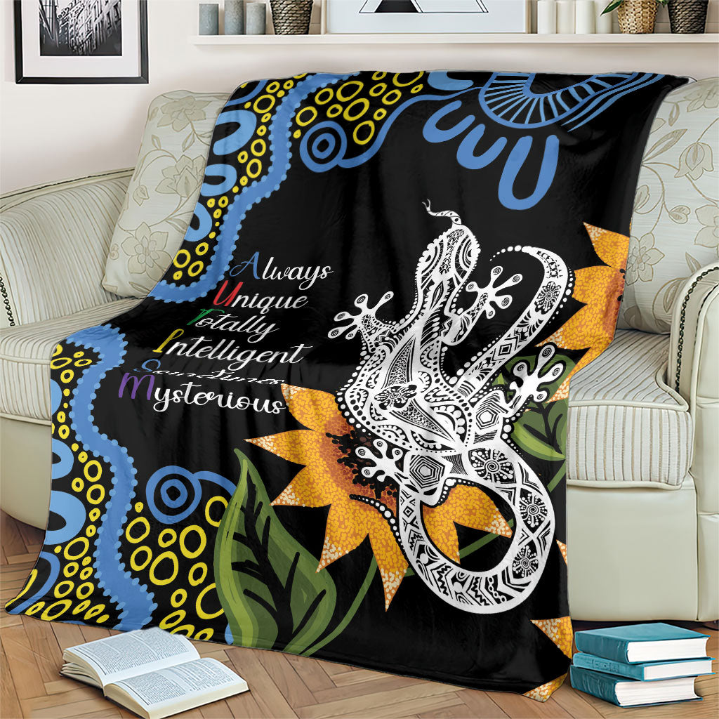 Australia Autism Support Blanket Brave Strong Aussie Lizard Aboriginal Art
