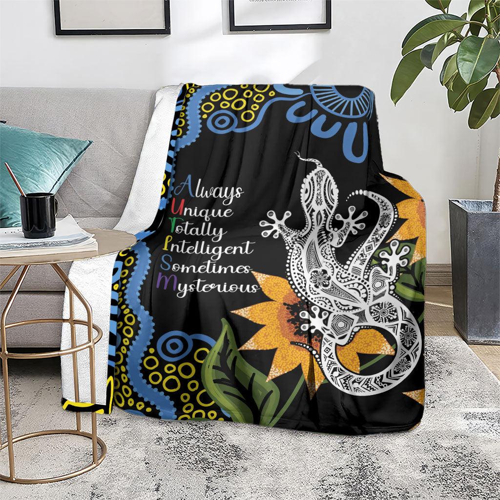 Australia Autism Support Blanket Brave Strong Aussie Lizard Aboriginal Art