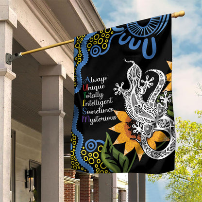 Australia Autism Support Garden Flag Brave Strong Aussie Lizard Aboriginal Art