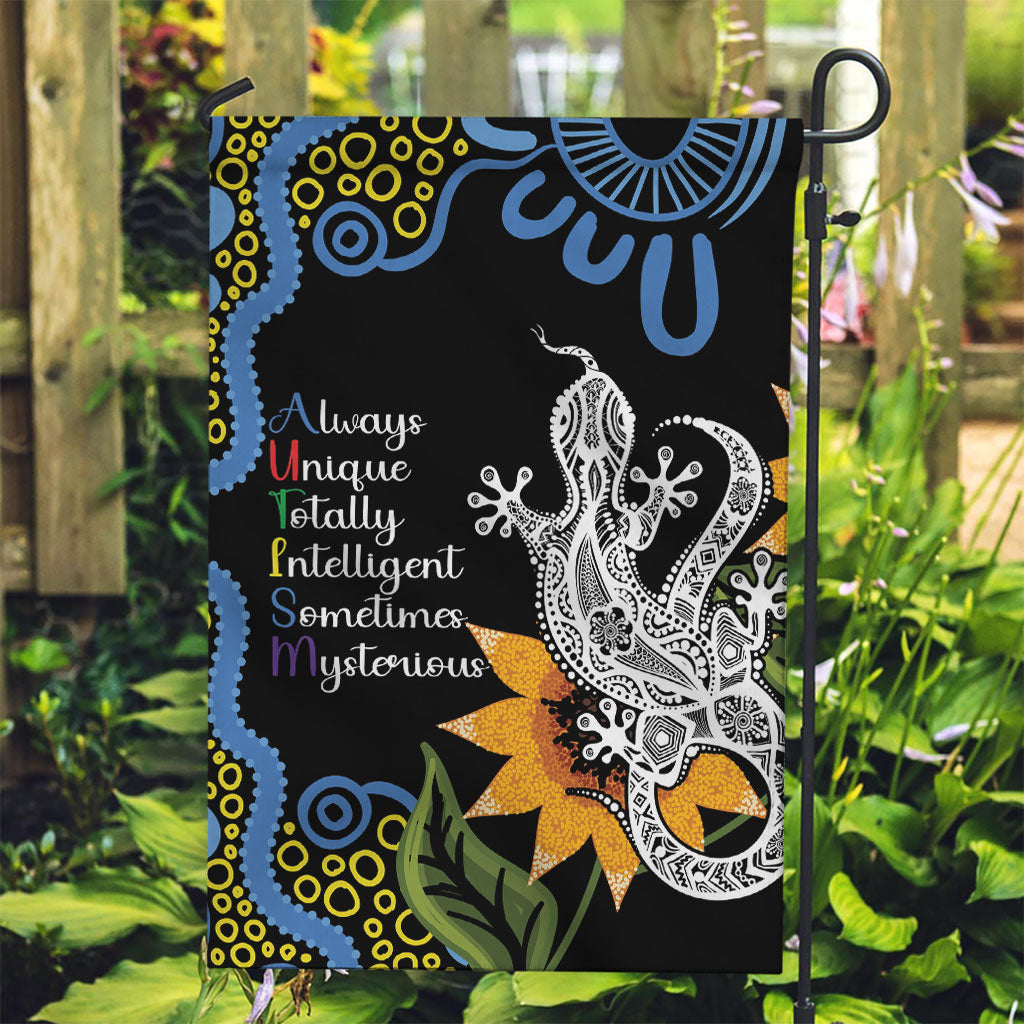 Australia Autism Support Garden Flag Brave Strong Aussie Lizard Aboriginal Art