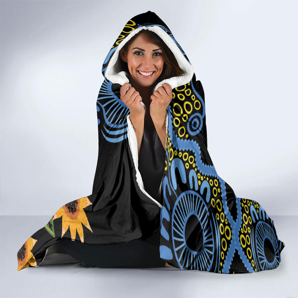 Australia Autism Support Hooded Blanket Brave Strong Aussie Lizard Aboriginal Art