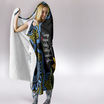 Australia Autism Support Hooded Blanket Brave Strong Aussie Lizard Aboriginal Art