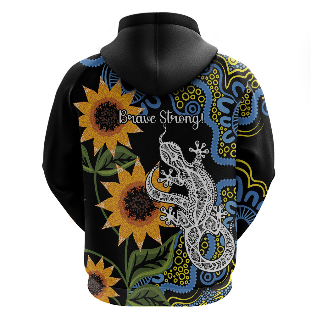 Australia Autism Support Hoodie Brave Strong Aussie Lizard Aboriginal Art