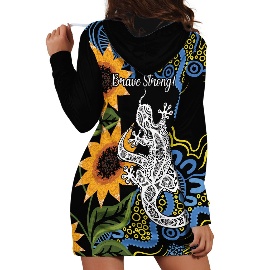 Australia Autism Support Hoodie Dress Brave Strong Aussie Lizard Aboriginal Art