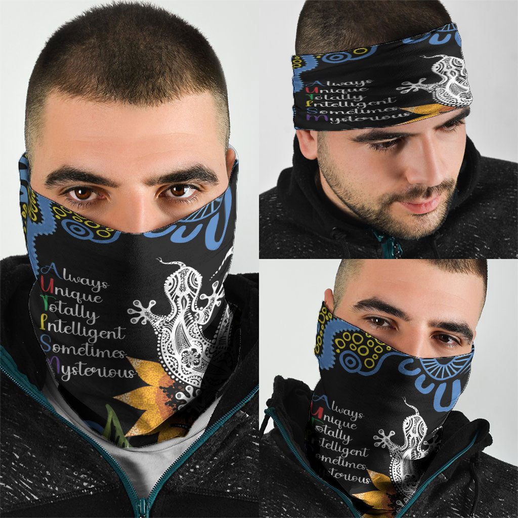 Australia Autism Support Neck Gaiter Brave Strong Aussie Lizard Aboriginal Art