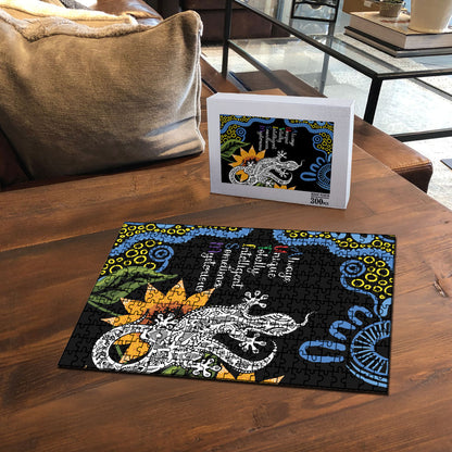 Australia Autism Support Puzzle Brave Strong Aussie Lizard Aboriginal Art
