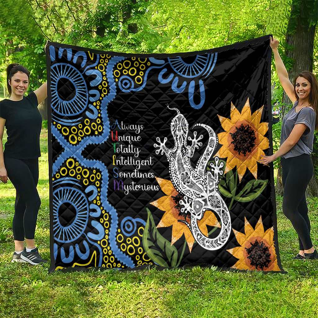 Australia Autism Support Quilt Brave Strong Aussie Lizard Aboriginal Art
