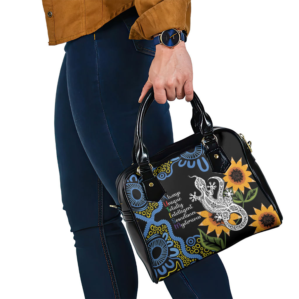 Australia Autism Support Shoulder Handbag Brave Strong Aussie Lizard Aboriginal Art