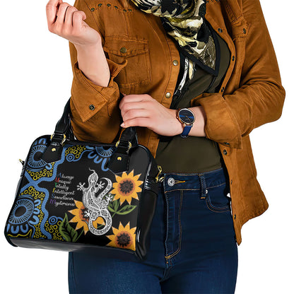 Australia Autism Support Shoulder Handbag Brave Strong Aussie Lizard Aboriginal Art