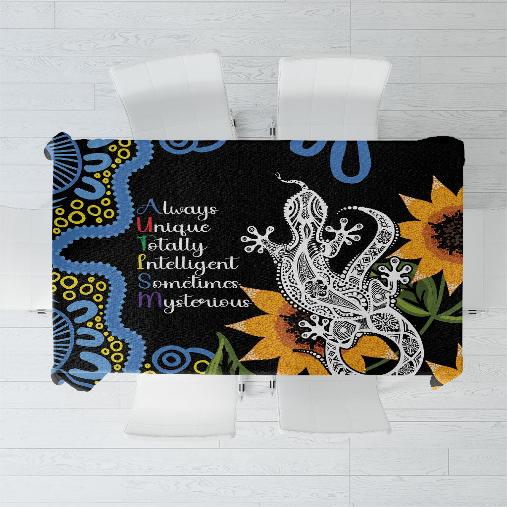 Australia Autism Support Tablecloth Brave Strong Aussie Lizard Aboriginal Art