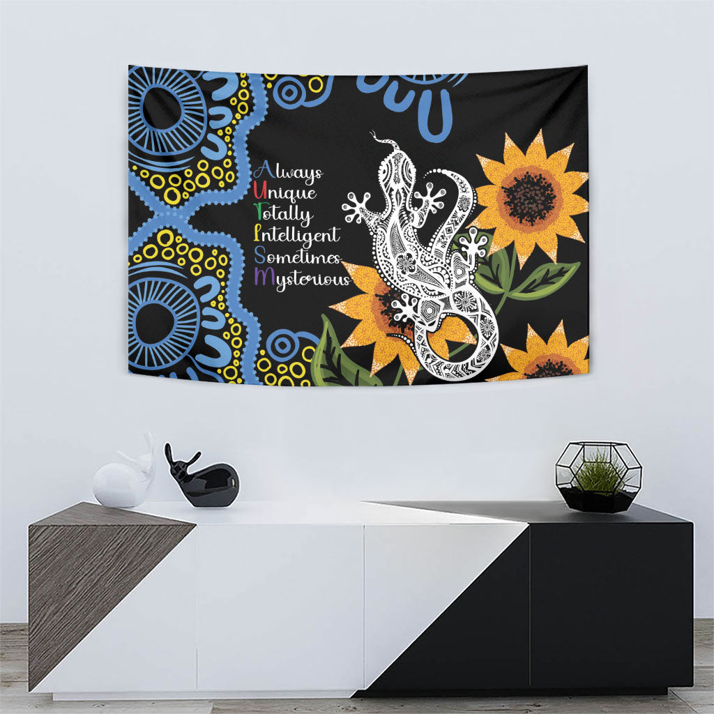 Australia Autism Support Tapestry Brave Strong Aussie Lizard Aboriginal Art