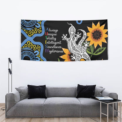 Australia Autism Support Tapestry Brave Strong Aussie Lizard Aboriginal Art