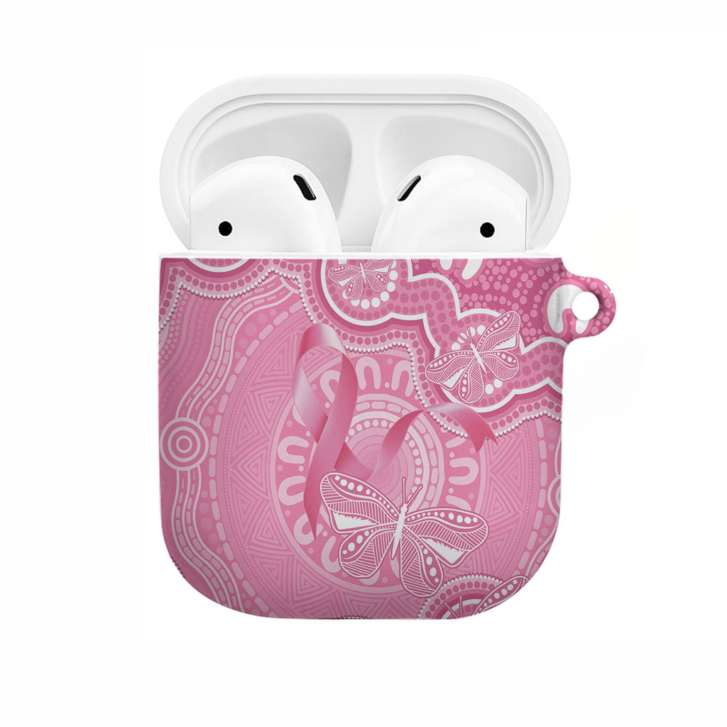 Australia Indigenous AirPods Case Pink Ribbon Breast Cancer Butterfly Aboriginal