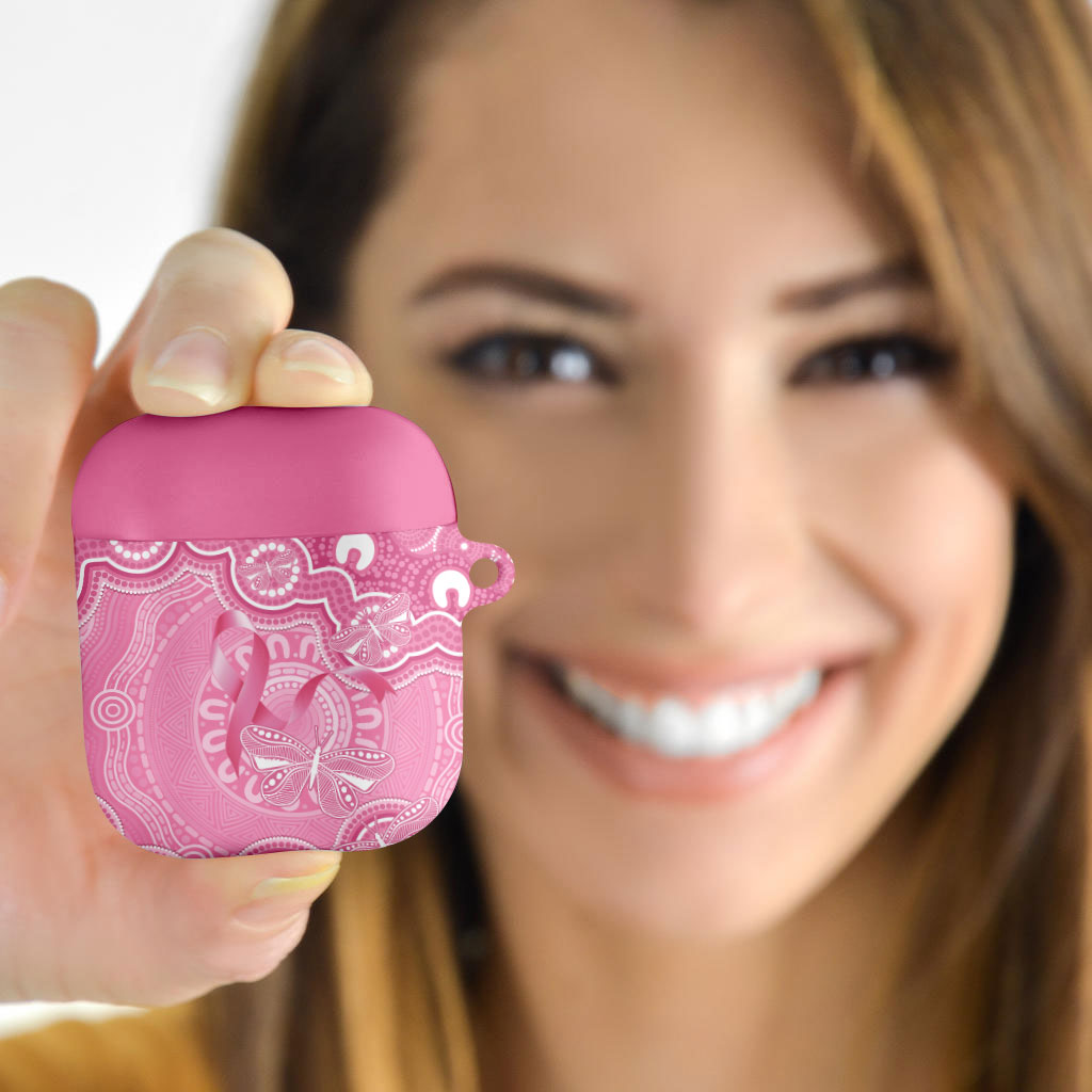 Australia Indigenous AirPods Case Pink Ribbon Breast Cancer Butterfly Aboriginal