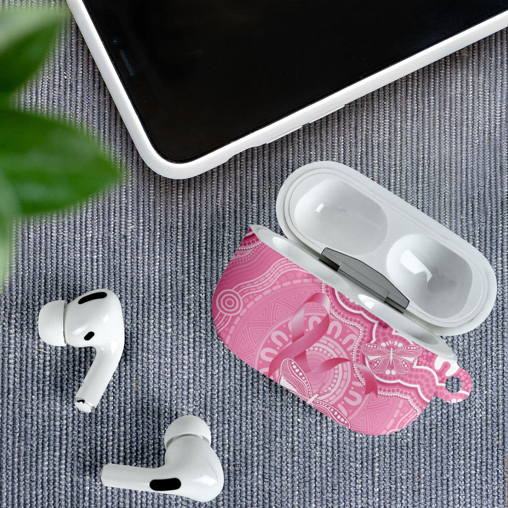 Australia Indigenous AirPods Case Pink Ribbon Breast Cancer Butterfly Aboriginal