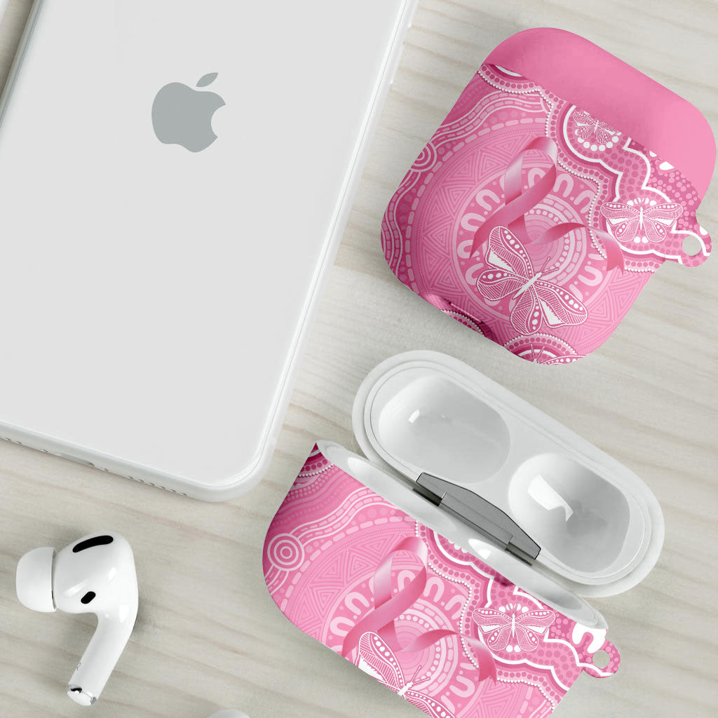 Australia Indigenous AirPods Case Pink Ribbon Breast Cancer Butterfly Aboriginal