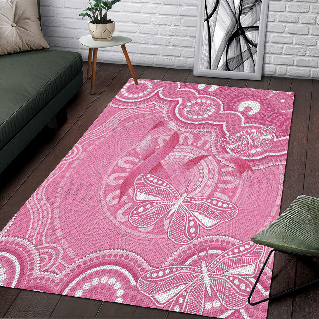 Australia Indigenous Area Rug Pink Ribbon Breast Cancer Butterfly Aboriginal
