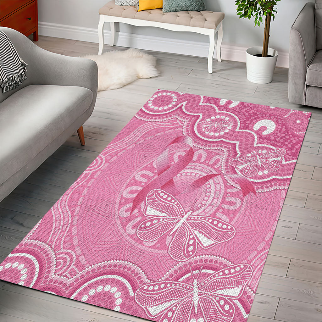 Australia Indigenous Area Rug Pink Ribbon Breast Cancer Butterfly Aboriginal