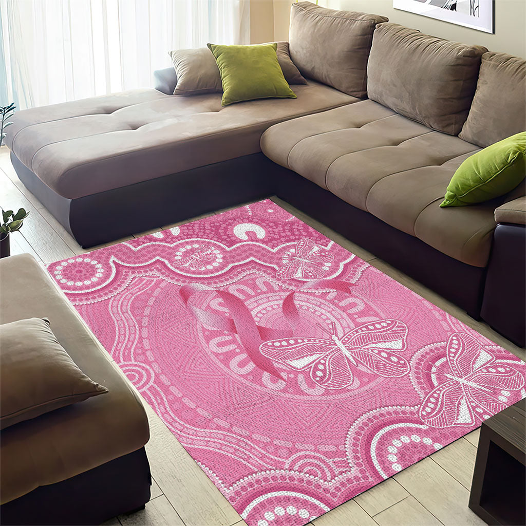 Australia Indigenous Area Rug Pink Ribbon Breast Cancer Butterfly Aboriginal