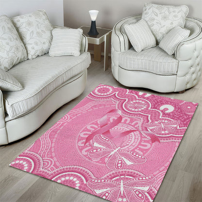 Australia Indigenous Area Rug Pink Ribbon Breast Cancer Butterfly Aboriginal