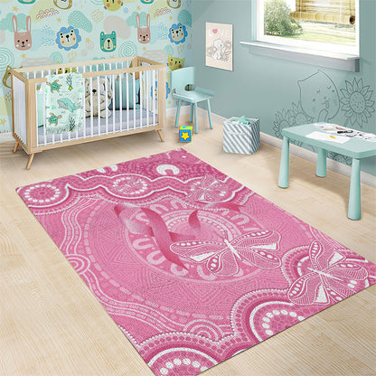 Australia Indigenous Area Rug Pink Ribbon Breast Cancer Butterfly Aboriginal
