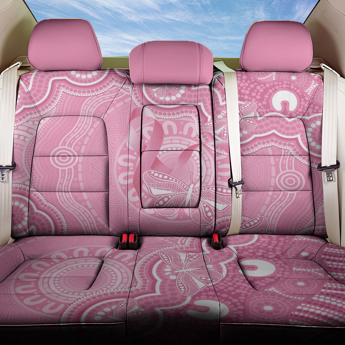 Australia Indigenous Back Car Seat Cover Pink Ribbon Breast Cancer Butterfly Aboriginal