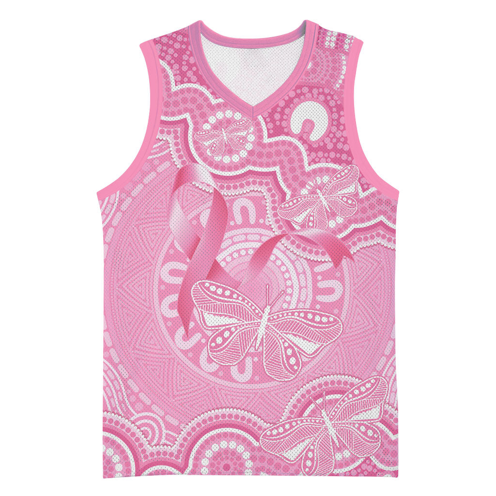 Australia Indigenous Basketball Jersey Pink Ribbon Breast Cancer Butterfly Aboriginal