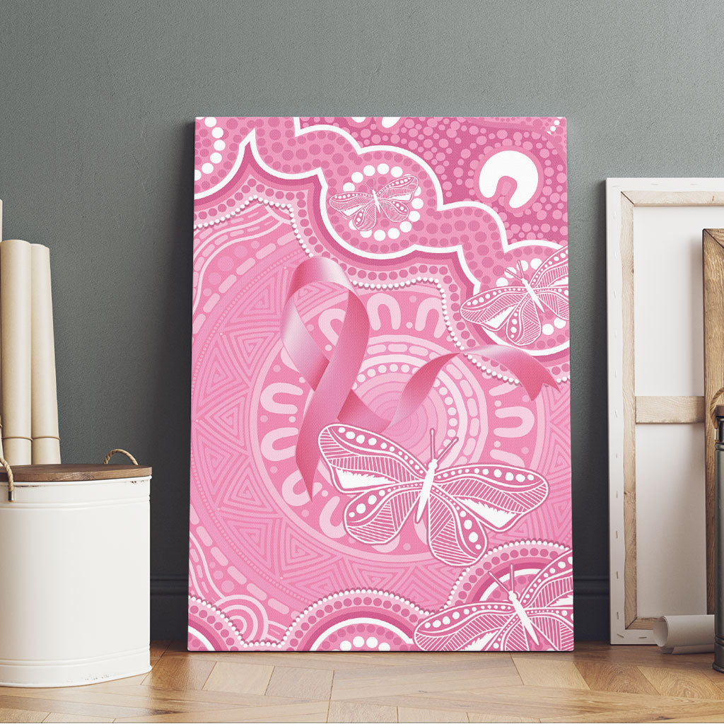 Australia Indigenous Canvas Wall Art Pink Ribbon Breast Cancer Butterfly Aboriginal