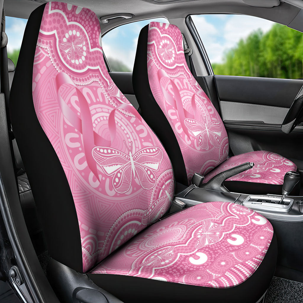 Australia Indigenous Car Seat Cover Pink Ribbon Breast Cancer Butterfly Aboriginal