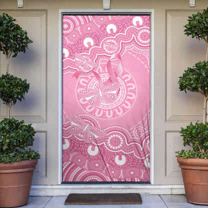 Australia Indigenous Door Cover Pink Ribbon Breast Cancer Butterfly Aboriginal