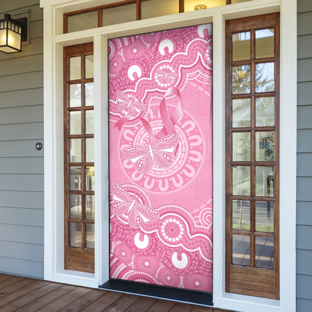 Australia Indigenous Door Cover Pink Ribbon Breast Cancer Butterfly Aboriginal
