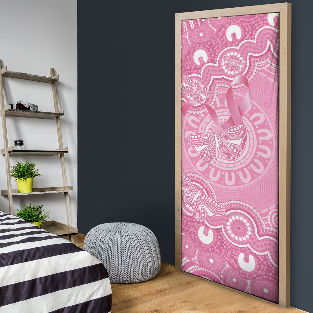 Australia Indigenous Door Cover Pink Ribbon Breast Cancer Butterfly Aboriginal