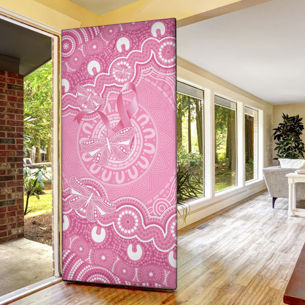 Australia Indigenous Door Cover Pink Ribbon Breast Cancer Butterfly Aboriginal