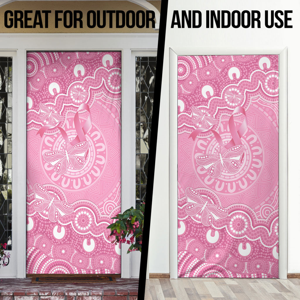 Australia Indigenous Door Cover Pink Ribbon Breast Cancer Butterfly Aboriginal