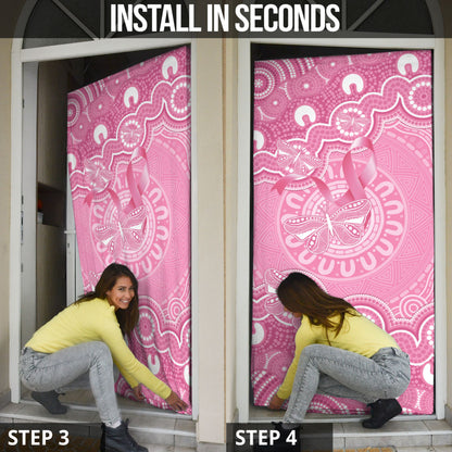 Australia Indigenous Door Cover Pink Ribbon Breast Cancer Butterfly Aboriginal