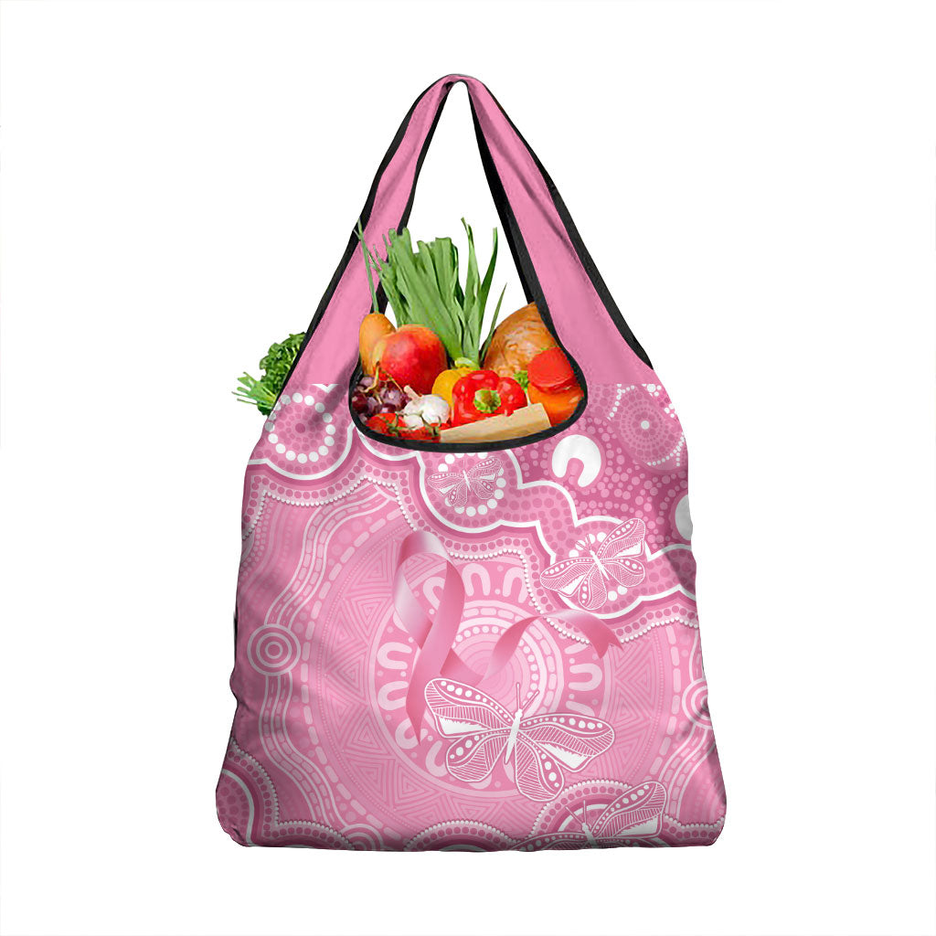 Australia Indigenous Grocery Bag Pink Ribbon Breast Cancer Butterfly Aboriginal