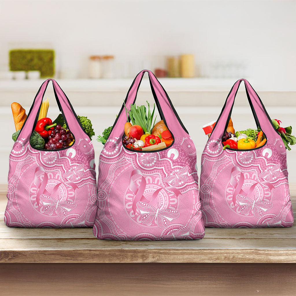 Australia Indigenous Grocery Bag Pink Ribbon Breast Cancer Butterfly Aboriginal