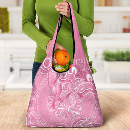 Australia Indigenous Grocery Bag Pink Ribbon Breast Cancer Butterfly Aboriginal